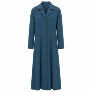 Coat Style x Crepe x Lines - Teal Blue