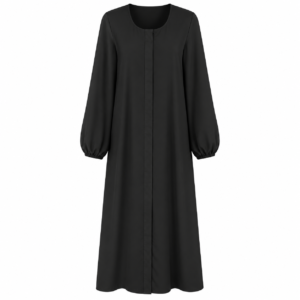 Round Neck x Open x Stole - Premium Silk (Black)