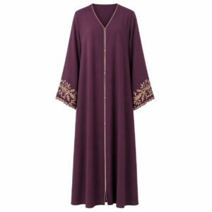 Front Open x Line x Embroidered Sleeves - Premium Silk (Maroon)