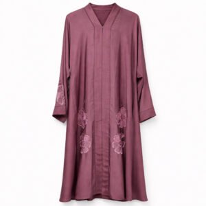 Front Open x Floral Embroidery x Stole - Premium Silk (Tea Pink)