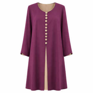 Double Closed Buttoned - Aubergine Crinkle x Sand Beige