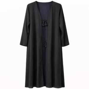 Front Open (Tie Up x Side Buttons) - Black x Navy Blue