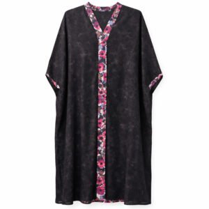 Double Kaftan - Printed Floral x Black