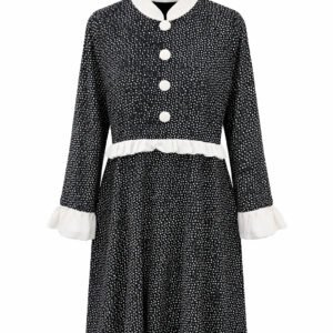 Front Closed Buttoned - Crepe Polka Dot x White Frills