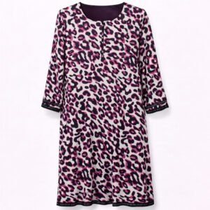 Front Closed -Lawn x Lace (Printed Leopard Pink x Maroon)