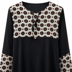 Double Front Closed - Geometric Floral Print x Black