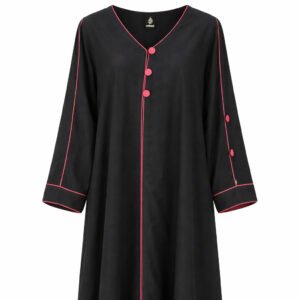 Front Open x Four Buttons - Arabic (Black) x Red Contrast Lines