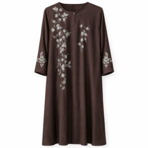 Front Closed x Floral Embroidery - Premium Silk (Chocolate Brown)