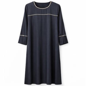 Front Closed x Lines (Cream) - Premium Silk (Steel Blue)
