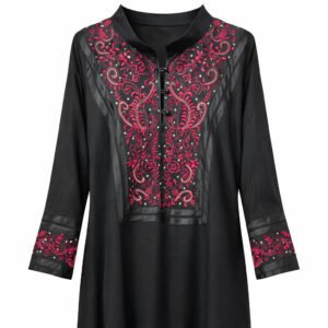 Front Closed x Heavy Front Panel Embroidery - Arabic (Black)