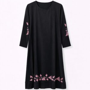 Front Closed x Floral Pink Embroidery - Arabic (Black)