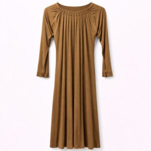 Front Closed x Pleated Neck - Jersey (Camel Brown)