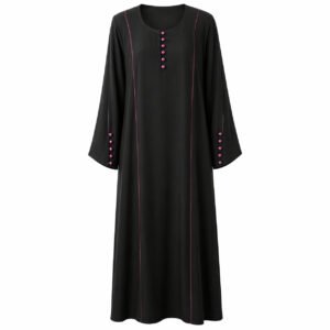 Front Closed (Maroon Lines) - Premium Silk (Black)