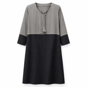 Kids Front Closed - Thick Crepe (Grey x Black Lines)