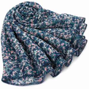 Stole Chiffon x Printed - Blue Pink Floral
