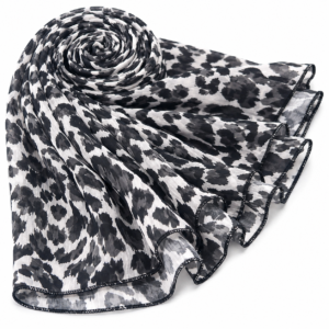 Stole Chiffon x Printed - Black & Grey Leopard