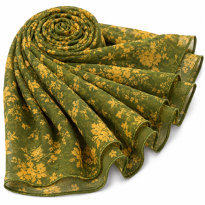 Stole Chiffon x Printed - Green Mustard Floral