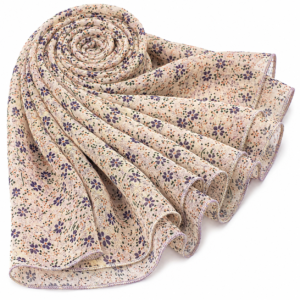 Stole Chiffon x Printed - Peach & Blue Small Floral