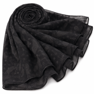 Stole Chiffon x Printed - Black Tonal Dot