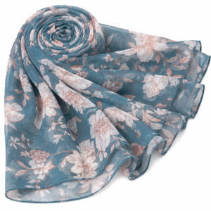 Stole Chiffon x Printed - Dusty Blue Floral