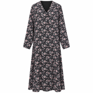 Double Front Open - Black x Pink Floral