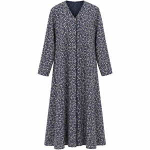 Double Front Open - Navy Blue x White Floral