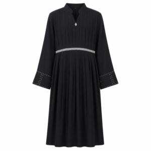 Front Closed x Arabic x Pleats & Beading - Black